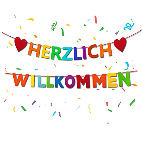 QIMMU Herzlich Willkommen Girlande Vormontiert, Willkommen Zuhause, Herzlich Willkommen Schild, Welcome Back Girlande, Welcome Home von QIMMU