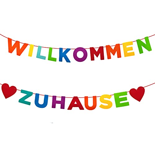 QIMMU Willkommen Zuhause, Herzlich Willkommen Girlande, Willkommen Schild Home Deko, Welcome Home Banner, Für Zuhause, Party, Empfang von QIMMU