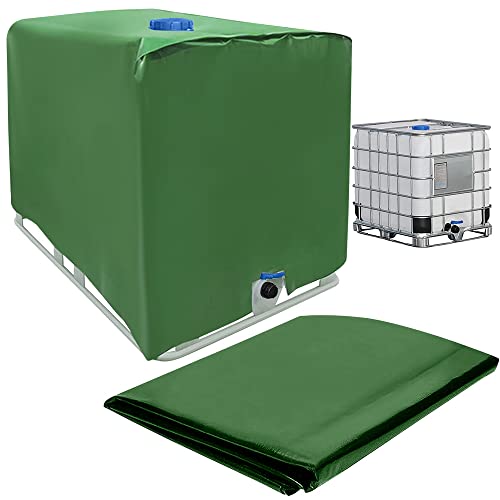 QINERSAW 1000L IBC Tank Abdeckung Cover Wassertank Schutzabdeckung Schutzhülle Schutzplane Container Abdeckplane Regenwassertank Behälter Schutzhaube für Regentonnen 120x100x116cm Grün von QINERSAW