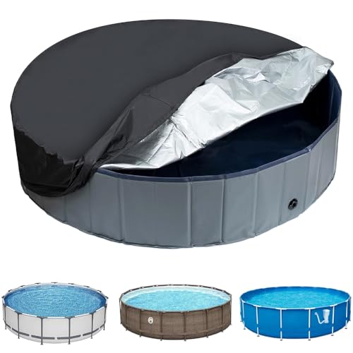 QINERSAW 122cmX30cm Runde Poolabdeckung Hundepool Kinderpool Schutzabdeckung Schwimmbad Schutzabdeckung Pool Abdeckplane mit Kordelzug Poolabdeckung Wasserdicht Staubdicht Faltbarer UV Beständig von QINERSAW