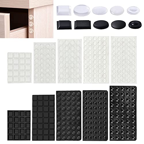 QINERSAW 404 Stücke Silikonpuffer Schwarz Silikon Unterlegscheiben 10 Spezifikationen Anschlagpuffer Transparent Selbstklebend Elastikpuffer Gummipuffer für Küche Bad Schreibtisch Schublade Schrank von QINERSAW