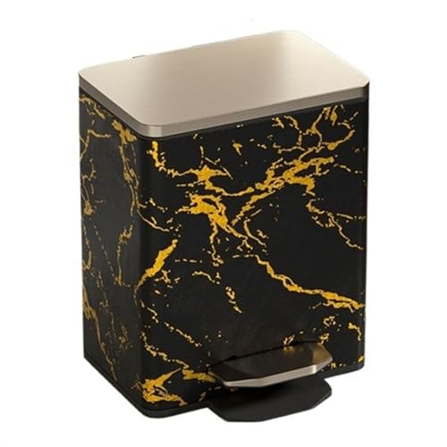Badezimmer-Mülleimer Luxuriöser Mülleimer mit Marmormuster und Deckel, begehbarer Mülleimer aus Edelstahl mit Deckel mit sanftem Schließmechanismus, Fußpedal und Inneneimer for Zuhause oder das Büro M von QINGGANG-0224