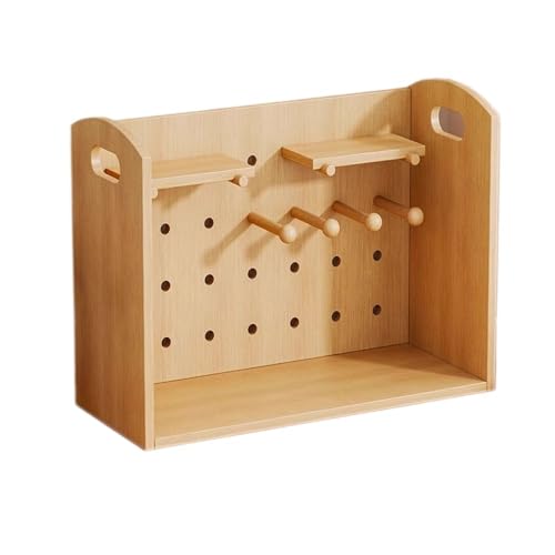 Bücheraufbewahrung Kleiner Desktop-Bücherregal-Organizer mit Haken, Dichtetafel-Ausstellungsständer, Rückwand mit Löchern, for die Aufbewahrung von Büchern auf dem Schreibtisch im Home-Office Bücherre von QINGGANG-0224