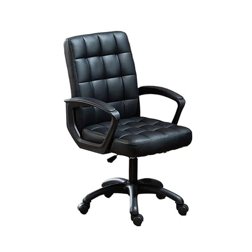 Bürostühle für Zuhause Drehbarer, weicher Schreibtischstuhl aus PU-Leder mit gepolstertem Sitz und Armlehnen, gepolsterter Bürostuhl mit höhenverstellbarer mittlerer Rückenlehne Ergonomischer Bürostuh von QINGGANG-0224