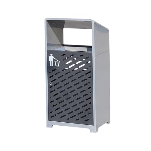 Mülleimer für draußen Metall-Mülleimer mit durchbrochenem Muster, Mülleimer for öffentliche Außenbereiche für Terrassen, Küchen und Unterhaltung im Freien von QINGGANG-0224