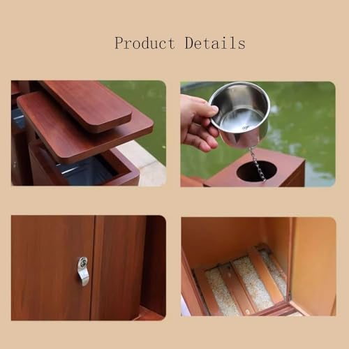 Mülleimer für draußen Mülleimer aus Holzimitat und Metall, Doppelmülleimer for den öffentlichen Außenbereich für Terrassen, Küchen und Unterhaltung im Freien von QINGGANG-0224