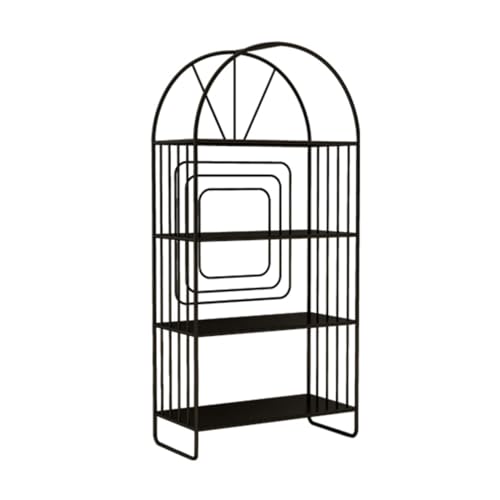 QINGGANG-0224 Büroregale Bücherregal Wohnzimmer Lagerregal Nachttisch Regal bodenstehend mehrschichtig Haushalt kleines Bücherregal Schlafzimmer Eisen Lagerregal(Schwarz) von QINGGANG-0224