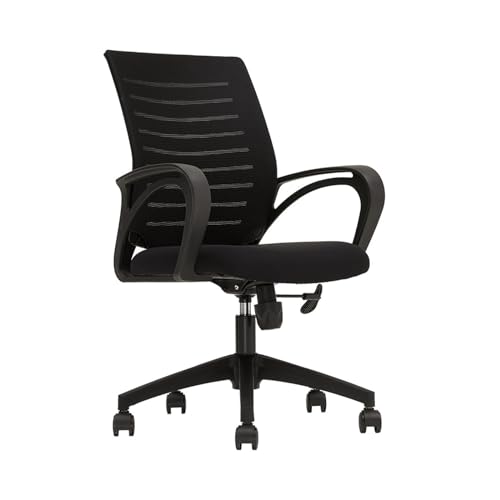 QINGGANG-0224 Bürostühle für Zuhause Atmungsaktive Mesh-Bürostühle, ergonomische Executive-Mittelrücken-Home-Office-Schreibtischstühle, höhenverstellbar Ergonomischer Bürostuhl(Schwarz) von QINGGANG-0224
