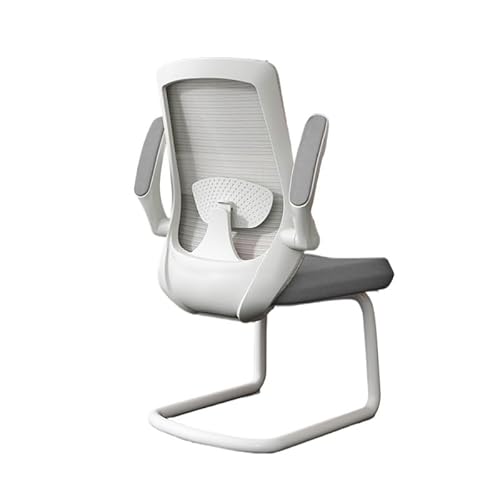 QINGGANG-0224 Bürostühle für Zuhause Chefsessel, Empfangsstuhl mit Netzrücken, verstellbaren Armlehnen und Metallschlittenbasis Ergonomischer Bürostuhl(Weiß) von QINGGANG-0224