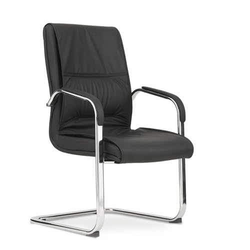 QINGGANG-0224 Bürostühle für Zuhause Home Office PU-Leder-Gästestuhl for Empfangsbüro, Besprechungszimmer, Konferenzraum und Wartezimmer, Büro, Zuhause, mit Armlehne Ergonomischer Bürostuhl(Schwarz) von QINGGANG-0224