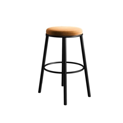 QINGGANG-0224 Frühstücksbar Backless Bar Counter Chair Minimalist Restaurant High Legged Wrought Iron Stool with Orange Legs für Kücheninsel-Theke(XS) von QINGGANG-0224