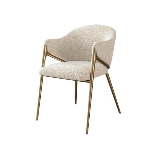 QINGGANG-0224 Kleine Küche Esszimmer Akzentstühle, Esszimmerstühle mit Tonnenrückenlehne und Metallbeinen, gepolsterte Sessel aus Kunstfell, Wohnzimmerstühle Wohnmöbel(Beige) von QINGGANG-0224