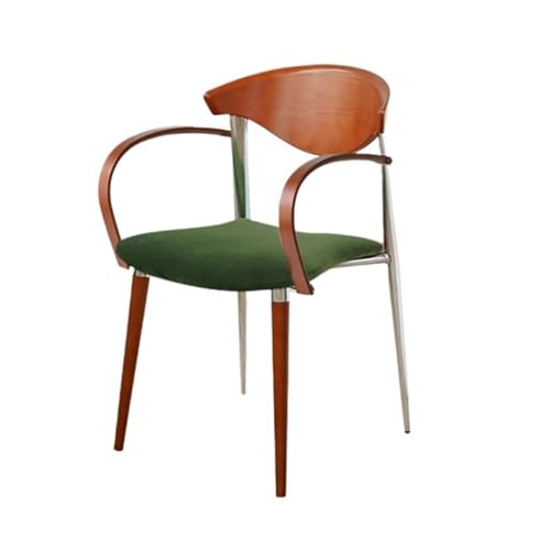 QINGGANG-0224 Kleine Küche Esszimmer Esszimmerstühle aus Holz, Mid-Century Modern Küchenstuhl mit geschwungener Rückenlehne und Metallbeinen, Wohnzimmerstühle Wohnmöbel(Green) von QINGGANG-0224