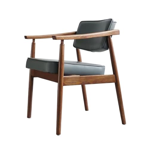QINGGANG-0224 Kleine Küche Esszimmer Esszimmerstuhl aus Massivholz, Freizeitstuhl mit Armlehne und Rückenlehne, gepolsterter Esszimmerstuhl, Bürostuhl Wohnmöbel(Grigio) von QINGGANG-0224