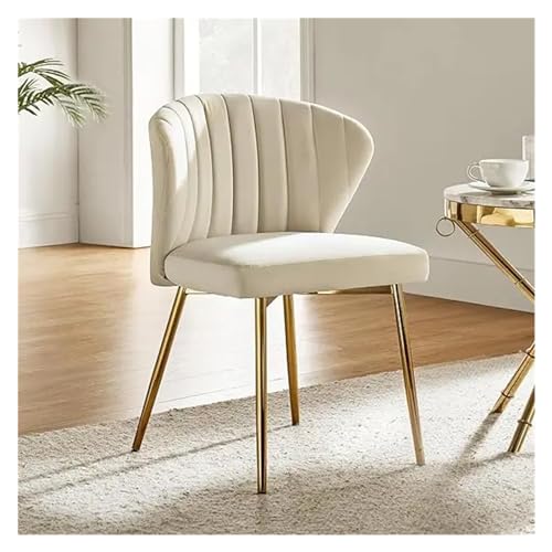 QINGGANG-0224 Kleine Küche Esszimmer Esszimmerstuhl aus Samt, moderner Kleiner Schminkstuhl mit Metallrückenlehne, eleganter getufteter Akzentstuhl ohne Armlehnen, Wohnzimmer Wohnmöbel(Tan) von QINGGANG-0224