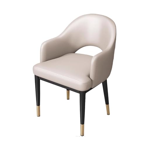 QINGGANG-0224 Kleine Küche Esszimmer Mid-Century-Modern-Esszimmerstühle aus Kunstleder mit Armlehnen, gepolsterter Sitzfläche, Metallbeinen for Küche und Esszimmer Wohnmöbel(Beige) von QINGGANG-0224