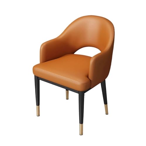 QINGGANG-0224 Kleine Küche Esszimmer Mid-Century-Modern-Esszimmerstühle aus Kunstleder mit Armlehnen, gepolsterter Sitzfläche, Metallbeinen for Küche und Esszimmer Wohnmöbel(Orange) von QINGGANG-0224