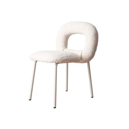 QINGGANG-0224 Kleine Küche Esszimmer Modern Boucle Dining Chairs, Kitchen & Dining Room Chairs, Backrest Upholstered Dining Chairs with Metal Legs Wohnmöbel(Weiß) von QINGGANG-0224