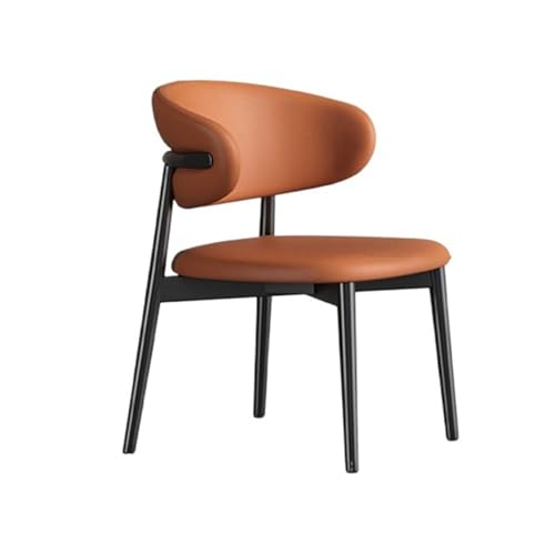 QINGGANG-0224 Kleine Küche Esszimmer Moderne gepolsterte Esszimmerstühle, Akzent-Esszimmerstuhl, stilvolle Küchenstühle mit soliden Metallbeinen und geschwungener Rückenlehne Wohnmöbel(Orange) von QINGGANG-0224