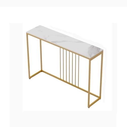 QINGGANG-0224 Konsolentische für den Flur, schmal Konsolentisch for Eingangsbereich, Wohnzimmermöbel, Sofa, Beistelltisch mit stabilem Metallständer Flurtisch(Weiß,Mittel) von QINGGANG-0224