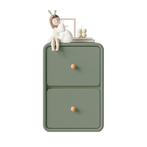 QINGGANG-0224 Nachttisch für Schlafzimmer Nachttisch aus Holz, grün, klein, ultraschmal, seitlicher Clip-Organizer, Aufbewahrungsschrank(XS) von QINGGANG-0224