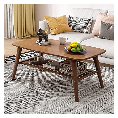 QINGGANG-0224 Sofa-Beistelltisch 2-stöckiger Couchtisch mit Ablagefläche for das Wohnzimmer Einer kleinen Wohnung, rechteckiger und Stabiler TV-Ständer, Beistelltisch, rustikales Braun(Dark Brown) von QINGGANG-0224
