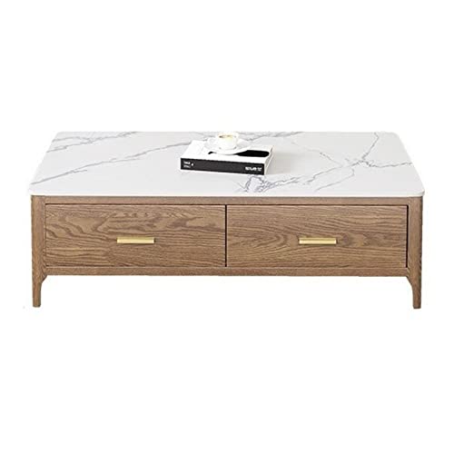 QINGGANG-0224 Sofa-Beistelltisch Couchtisch, Wohnzimmer Moderner mit Schieferplatte und 4 Schubladen, 51,1-Zoll-Rechteck-Cocktail-Beistelltisch aus Holz QINGGANG-0224 Sofa-Beistelltisch Couchtisch, Wohnzimmer Moderner mit Schieferplatte und 4 Schubladen, 51,1-Zoll-Rechteck-Cocktail-Beistelltisch aus Holz von QINGGANG-0224