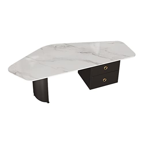 QINGGANG-0224 Sofa-Beistelltisch Couchtisch im modernen Stil, Rock Tabletop, unregelmäßiger mit 2 Schubladen, Mitteltisch Wohnzimmer, Kleiner Platz des vorgestellten Beistelltisches von QINGGANG-0224