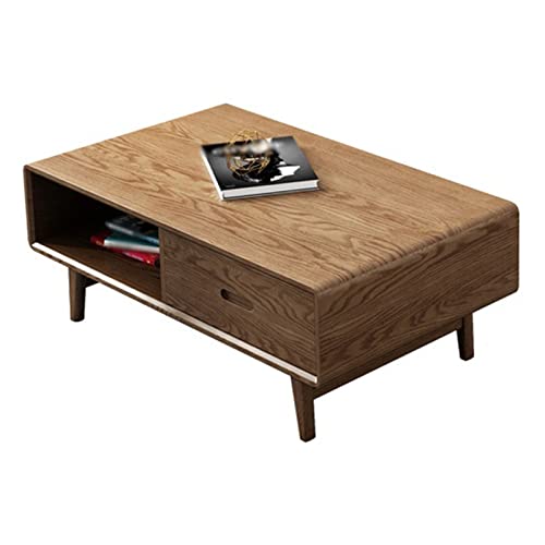 QINGGANG-0224 Sofa-Beistelltisch Couchtisch mit offenem Regal for Wohnzimmer, 47,2" moderner Doppelschublade, Mitteltisch aus Eschenholz, Cocktail-Teetisch, rustikales Braun QINGGANG-0224 Sofa-Beistelltisch Couchtisch mit offenem Regal for Wohnzimmer, 47,2" moderner Doppelschublade, Mitteltisch aus Eschenholz, Cocktail-Teetisch, rustikales Braun von QINGGANG-0224