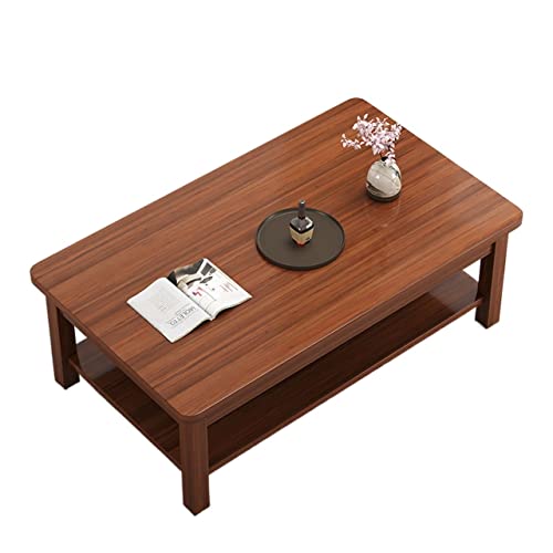 QINGGANG-0224 Sofa-Beistelltisch Rustikaler Couchtisch for Wohnzimmer, Mitteltische aus Holz mit Ablagefläche, Moderne rechteckige Cocktailtische dickeren Beinen, 31 Zoll(Bruin) von QINGGANG-0224