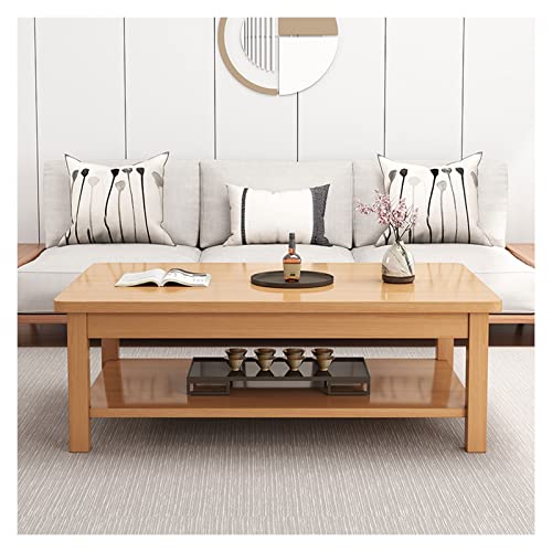 QINGGANG-0224 Sofa-Beistelltisch Rustikaler Couchtisch for Wohnzimmer, Mitteltische aus Holz mit Ablagefläche, Moderne rechteckige Cocktailtische dickeren Beinen, 31 Zoll(Wooden Color) von QINGGANG-0224