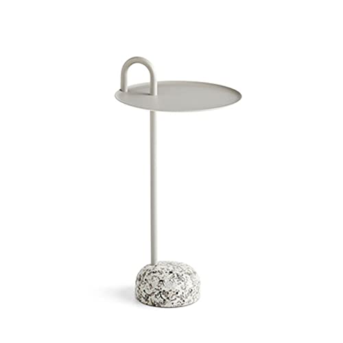 Sofa-Beistelltisch Kleiner Beistelltisch aus Metall, runde Bistrotische for drinnen und draußen, tragbarer Couchtisch, Nachttisch, Nachttisch, rost- und wetterbeständig Nachttische(Grigio) von QINGGANG-0224