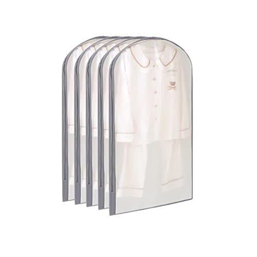 QINGHUAI Kleidersack kleiderhülle 5er Pack 35''/43''/51'' Kleidersack mit Reißverschluss in Kleiderschränken, mottenfest, staubdicht, wasserdicht, waschbar, Anzu(Size:60 X 110cm,Color:Grey 5PCS) von QINGHUAI