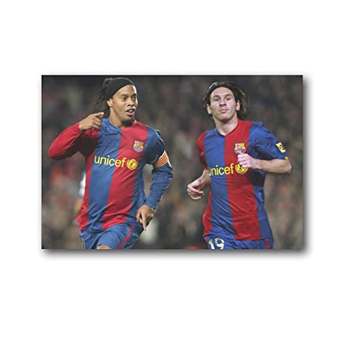 QINGJIE Ronaldinho Messi-Poster, Spieler, Fußball, Wandkunst, Poster, Schriftrolle auf Leinwand, Gemälde, Wohnzimmer, Dekoration, Zuhause, 30 x 45 cm von QINGJIE