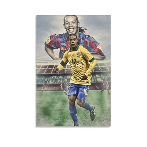 QINGJIE Ronaldinho Soccer berühmtes Poster Sportman Kunstwerke Leinwandposter Wandkunst Drucke Zuhause Moderne Dekoration 40 x 60 cm von QINGJIE