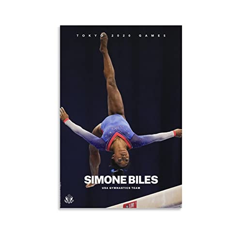 QINGJIE Simone Biles Gymnastik-Athleten-Poster, Kunstwerke, Leinwand, Poster, Wandkunstdrucke, Zuhause, moderne Dekoration, 60 x 90 cm von QINGJIE