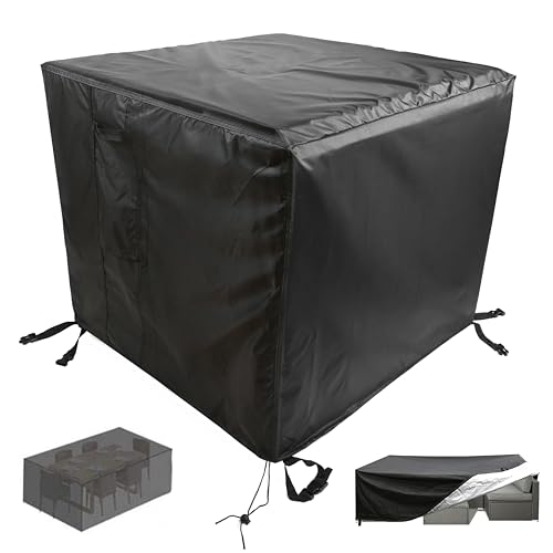 Abdeckung für Terrassenmöbel, wasserdicht, 70 x 70 x 70 cm, Abdeckung für Terrassenmöbel, strapazierfähig, 420D-Oxford-Gewebe, Gartentisch und Stühle, Abdeckung für Tisch und Sofas, Schwarz von QINGLV