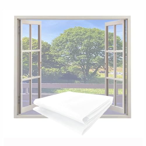 Fliegengitter FüR Fenster Meterware 2x2m Fiberglas-Fliegengitter Gewebe Zuschneidbar Insektenschut Ohne Bohren DIY Zuschneidbar für Fenster Tür für Balkontür Fenster und Türen －Weiß von QINGLV