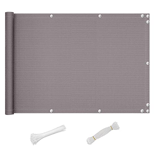 QINGLV Balkon Sichtschutz 140x300cm Balkonverkleidung Wind- und UV-Schutz Blickdichte Balkonumrandung Sichtschutz Terrasse FüR BalkongeläNder Terrasse Garten -Grau von QINGLV