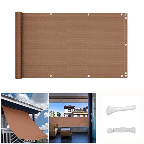 QINGLV Balkon Sichtschutz 80x400cm Balkonverkleidung Windschutz UV-Schutz Und Wetterfest Sichtschutz Terrasse Für BalkongeläNder Garten -Braun von QINGLV