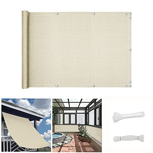 QINGLV Balkon Sichtschutz Ohne Bohren 100x400cm Balkonverkleidung Ohne Bohren UV-Schutz Und Wetterfest Sichtschutz Garten Für Zaun Balkon Terrassen Garten Swimming Pool -Beige von QINGLV