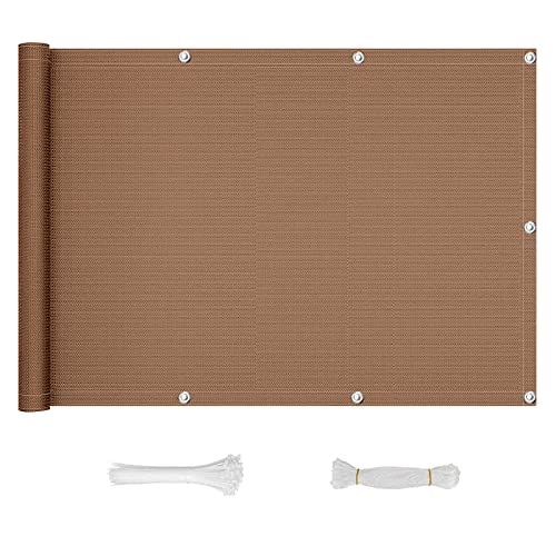 QINGLV Sichtschutz Balkon Sichtschutz 150x1000cm Balkonverkleidung Mit Ösen Und Kabelbinder Blickdichte Balkonsichtschutz für Balkon Garten im Freien -Braun von QINGLV