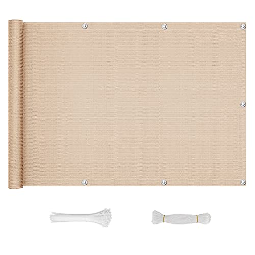 QINGLV Sichtschutz Balkon Sichtschutz 80x100cm Balkonverkleidung Mit Ösen Und Kabelbinder Wetterfest Balkonumspannungen für Balkongeländer Terrasse -Sandfarbe QINGLV Sichtschutz Balkon Sichtschutz 80x100cm Balkonverkleidung Mit Ösen Und Kabelbinder Wetterfest Balkonumspannungen für Balkongeländer Terrasse -Sandfarbe von QINGLV