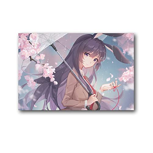 Anime Girl Sakurajima Mai Seishun Buta Yarś Wa Poster No Yume Wo Minai Bunny Girl 2 Wandkunstbild Gemälde Poster Leinwand Kunstwerke Schlafzimmer Wohnzimmer Dekor 50 x 75 cm von QINGRONG