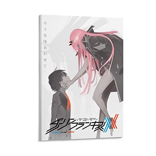 Anime Girl Zero Two 02 Darling in The FranXX Cover Poster auf Leinwand, Kunstdruck auf Leinwand und Wandbild, modernes Familienschlafzimmer, Dekorationsposter, 60 x 90 cm von QINGRONG