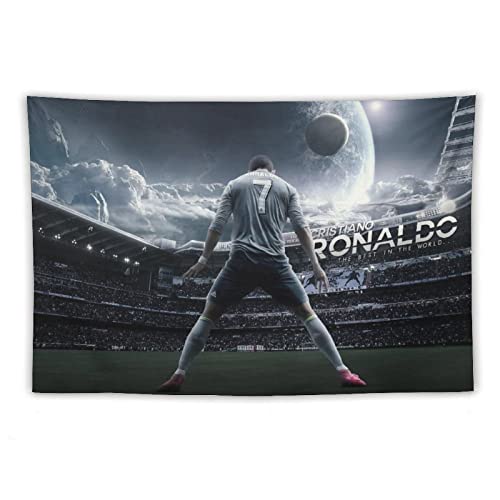 QINGRONG Cristiano Ronaldo Berühmter Sportman-Fußball-Poster, Druck auf Polyester-Wandteppich, Wandkunst, Bild, Familie, Heimdekoration, Schlafzimmer, dekorative Wandteppiche, 101,6 x 152,4 cm von QINGRONG