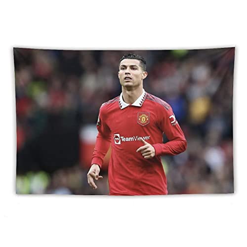 QINGRONG Cristiano Ronaldo Fußballspieler-Poster, berühmte Wandkunst, Tapisserie, Polyester-Wandteppich, Malerei, Bild, Wohnzimmer, Dekoration, Zuhause, Schlafzimmer, 101,6 x 152,4 cm von QINGRONG