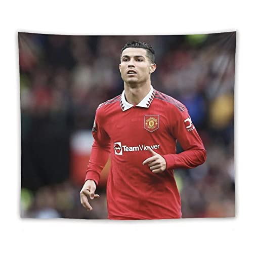 QINGRONG Cristiano Ronaldo Fußballspieler-Poster, berühmter Druck auf Polyester-Wandteppich, Wandkunst, Bild, Familie, Heimdekoration, Schlafzimmer, dekorative Wandteppiche, 127 x 152,4 cm von QINGRONG