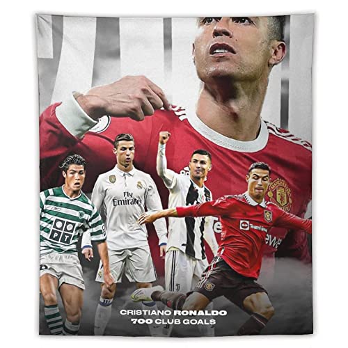 QINGRONG Cristiano Ronaldo Fußballspieler Poster Druck Tapisserie Wandkunst Polyester Gemälde Geschenke Schlafzimmer Wohnzimmer Dekor Modernes Zuhause 127 x 152,4 cm von QINGRONG