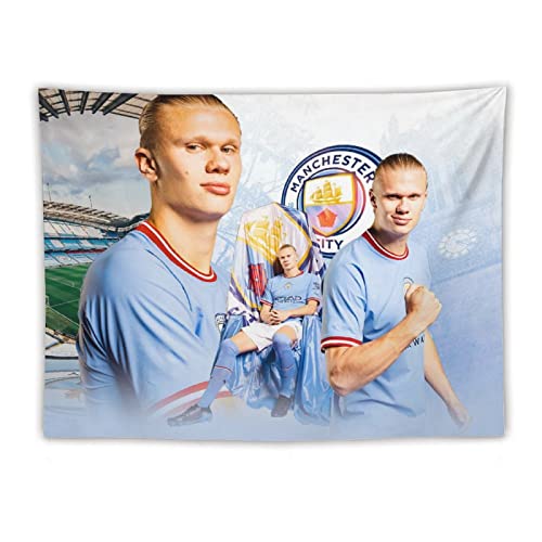 QINGRONG Erling Haaland Fußball Norwegen Sportman Poster Polyester Tapisserie Wandkunst Druck Geschenk Bild Malerei Tapisserie Kunstwerk Schlafzimmer Wohnkultur 152,4 x 203,2 cm von QINGRONG